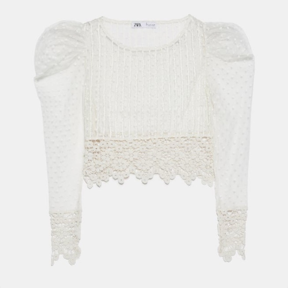 ZARA DOTTED MESH TOP - Picture 4 of 4